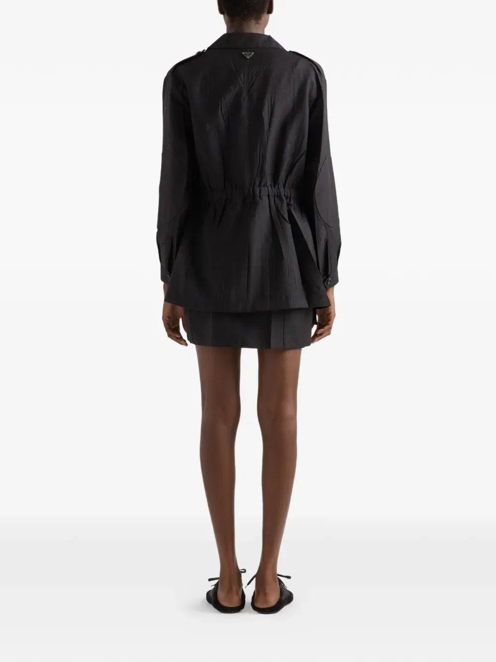 Мини-юбка с кулиской и карманами Prada, черный — фото 3