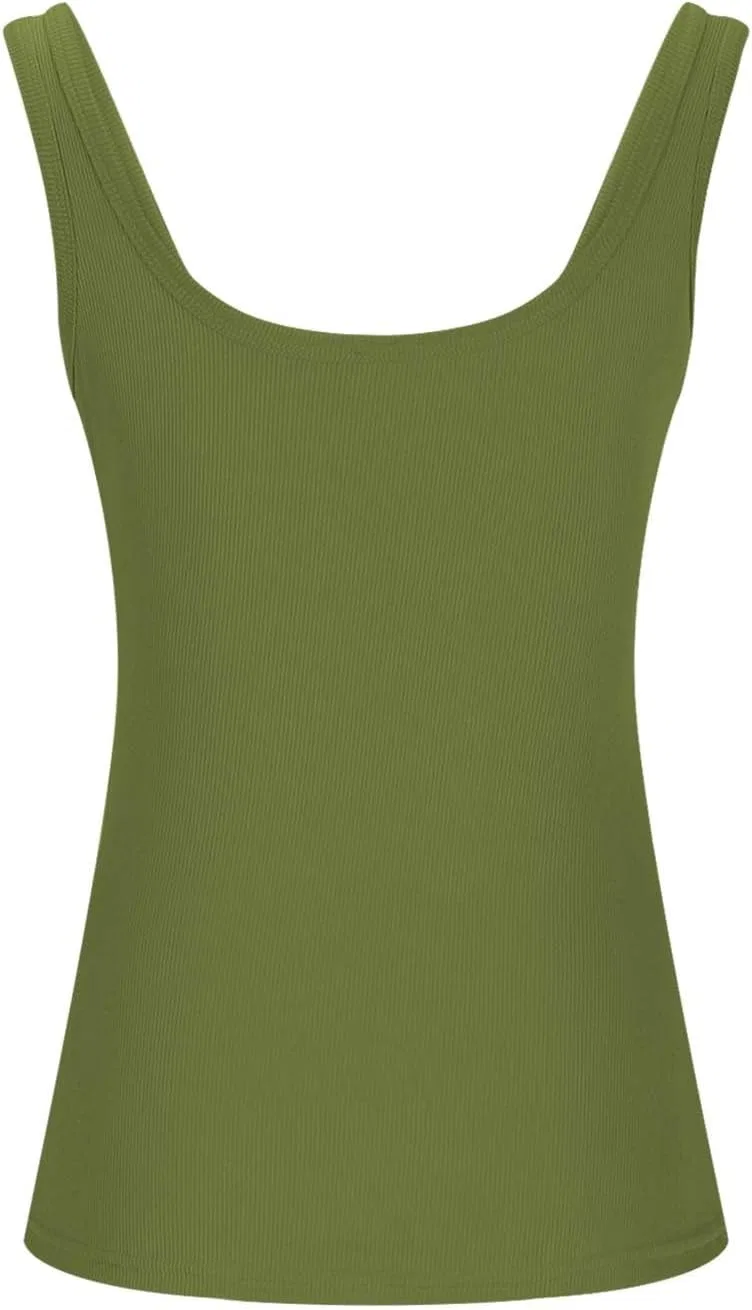 Женский топ-борцовка Ribbed Knit, облегающий, с круглым вырезом и бретелями, Army Green — фото 3