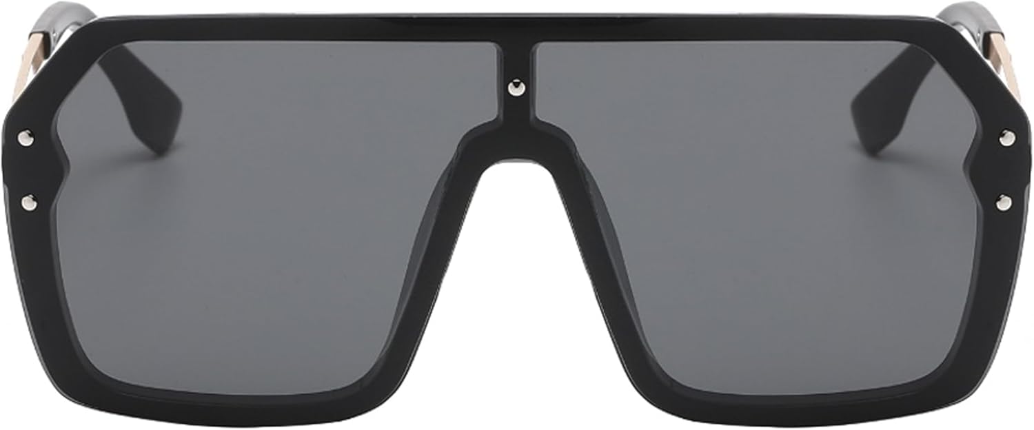 

Классические ретро-солнцезащитные очки OWL большого размера для женщин и мужчин | Линзы UV400 | Модные и стильные цельные очки с плоским зеркальным верхом | Без оправы, Black