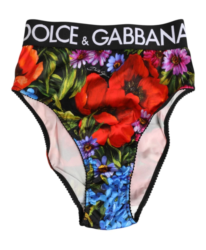 

Трусы с высокой талией и цветочным узором Dolce & Gabbana, мультиколор