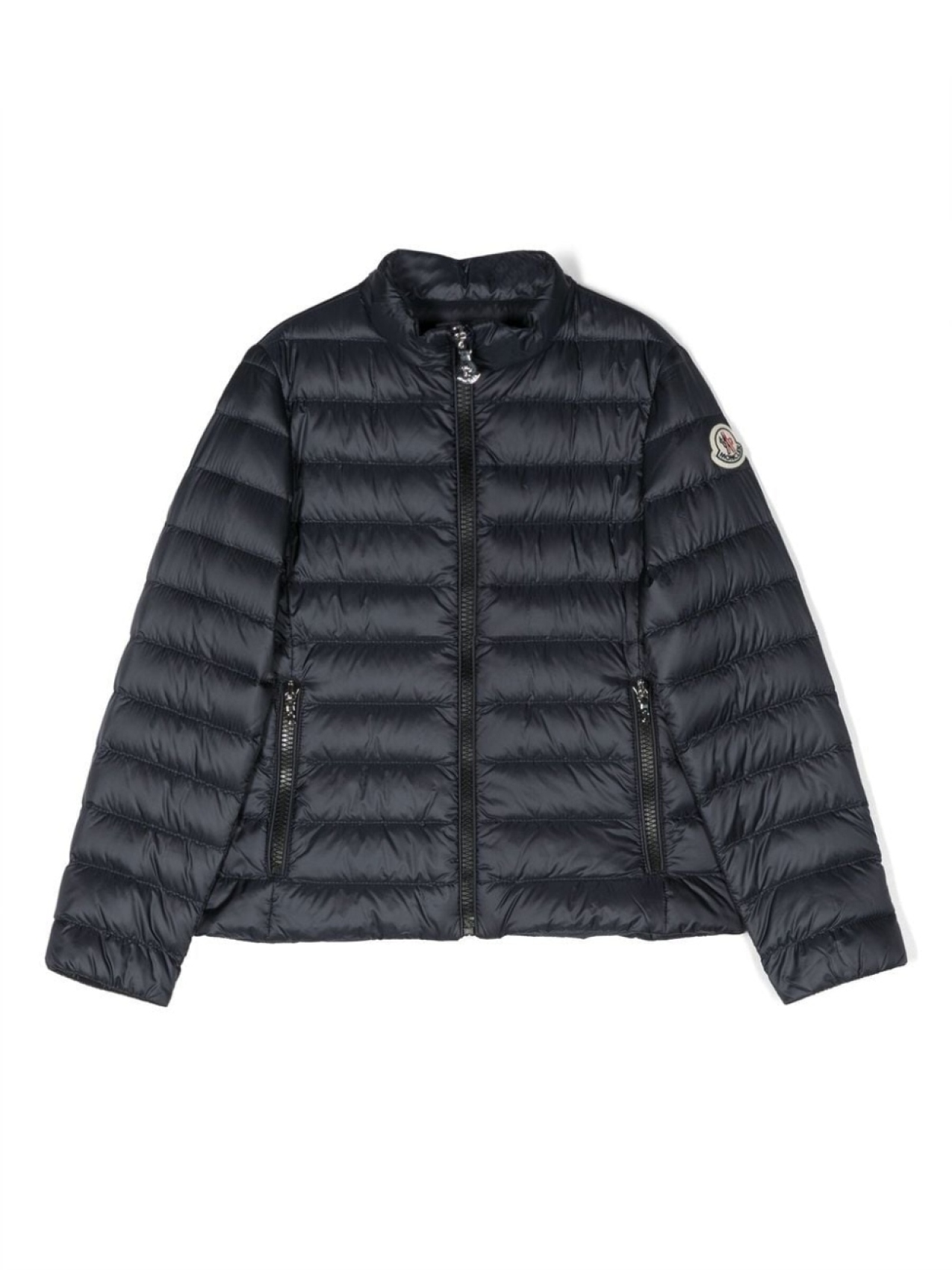 

Moncler Enfant пуховик на молнии с нашивкой-логотипом, синий