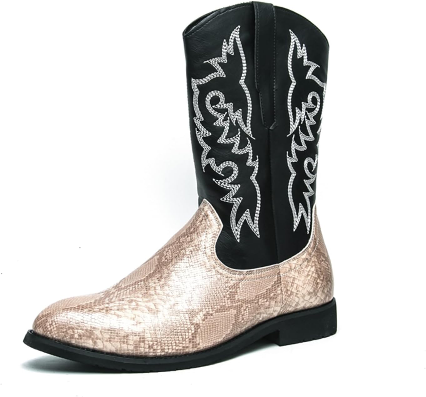 

Мужские ковбойские сапоги из натуральной кожи с классической вышивкой, мужские ботинки с толстым каблуком на молнии сбоку Chuumee, коричневый