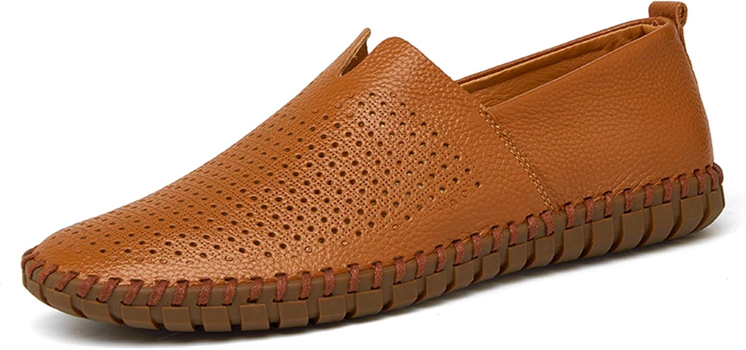 

Мужские ручные кожаные лоферы GOSPT, мокасины, удобные туфли без застежек, Brown Hollow