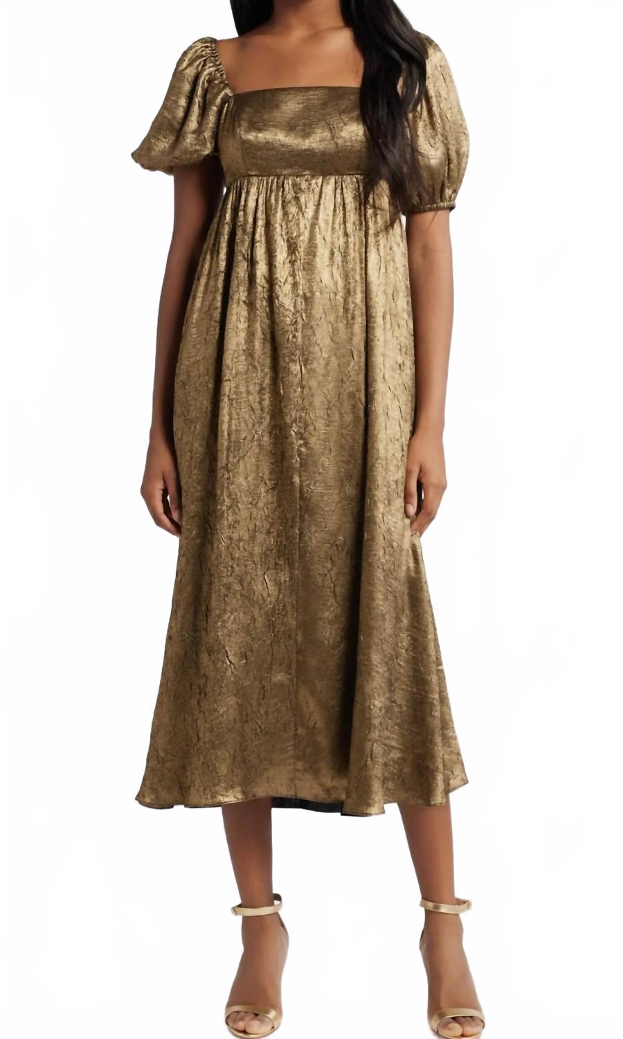 

Золотое платье макси с жидким эффектом MOON RIVER