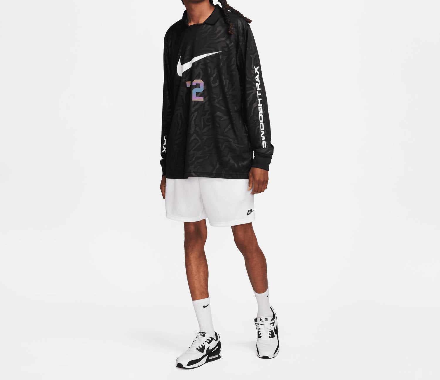 Мужские клубные сетчатые шорты белого/черного цвета Nike — фото 4