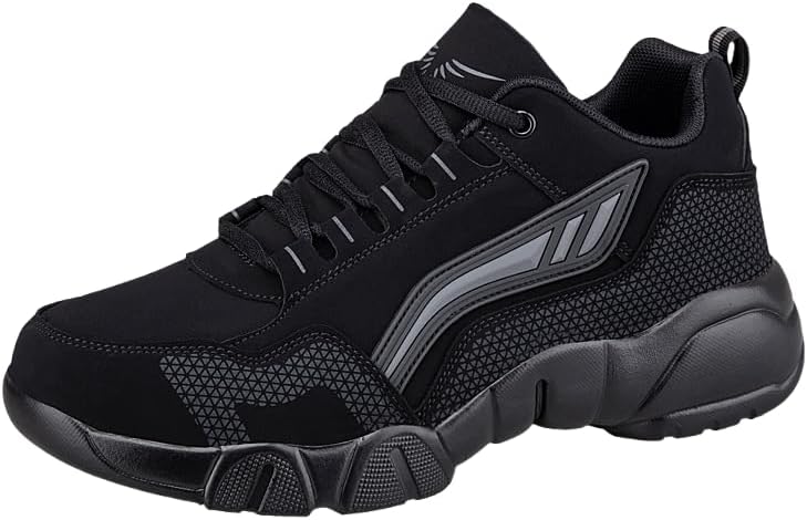 

Мужские спортивные кожаные кроссовки большого размера для бега, противоскользящие, дышащие, прочные, для использования на улице, ежедневно и в спортзале Fmshi, черный/серый