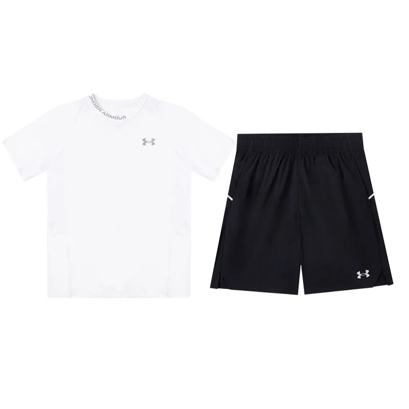 Костюм спортивный подростковый Under Armour светло-голубая футболка + серые шорты — фото 3