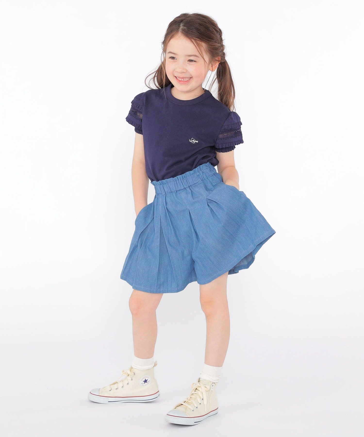 Детские джинсы-кюлоты: 100–130 см / Джинсовые плиссированные кюлоты SHIPS KIDS, Blue — фото 4