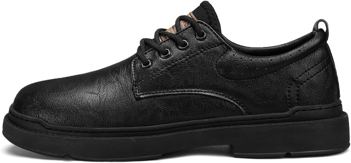 

Мужские оксфорды из натуральной кожи на шнуровке, удобные, с круглым носком, мягкая кожа, противоскользящие, винтажные ручной работы, повседневные, стильные и подходящие для делового образа Lhyxu, черный