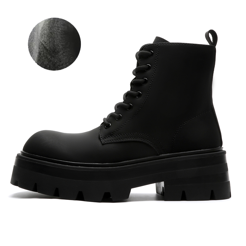 

Dunnu Мужские ботинки Martin черные с черной флисовой подкладкой, цвет Black Fleece-Lined