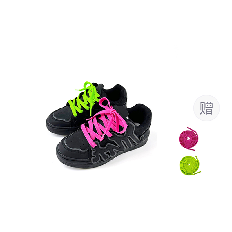 

JYVME Кроссовки для скейтбординга унисекс низкие черные Black Warrior с разноцветными шнурками (подарок в комплекте), цвет Black Warrior Mismatched Shoelace (Gift Included)