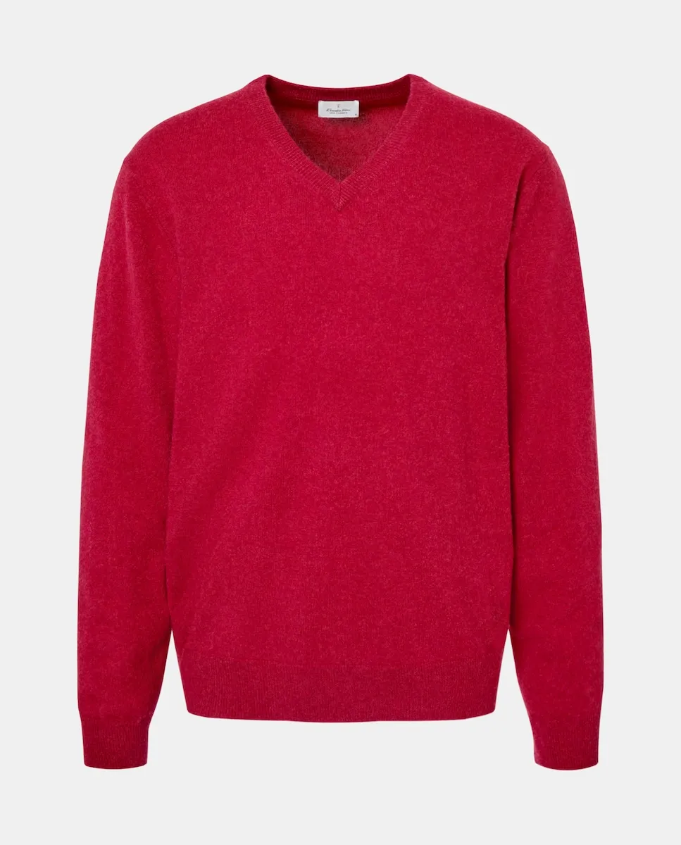 

Мужской джемпер с V-образным вырезом, однотонный, из кашемира Emidio Tucci, розовый