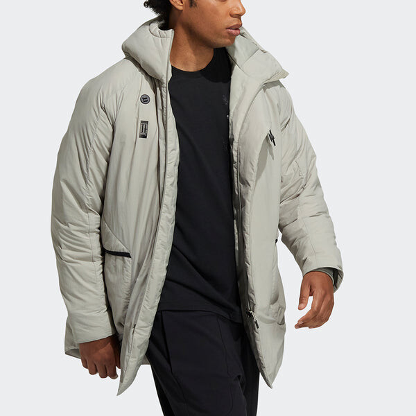 Пуховик adidas Wuji Down Jkt Series Outdoor Sports Stay Warm mid-length hooded down Jacket Gray, мультиколор — фото 4