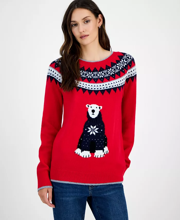 

Женский свитер Fair Isle с полярным медведем Tommy Hilfiger, красный