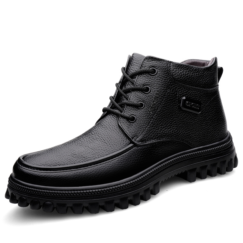 XIMO BULL Мужские зимние ботинки Martin Boot черные с меховой подкладкой, цвет Black Fleece-Lined — фото 4