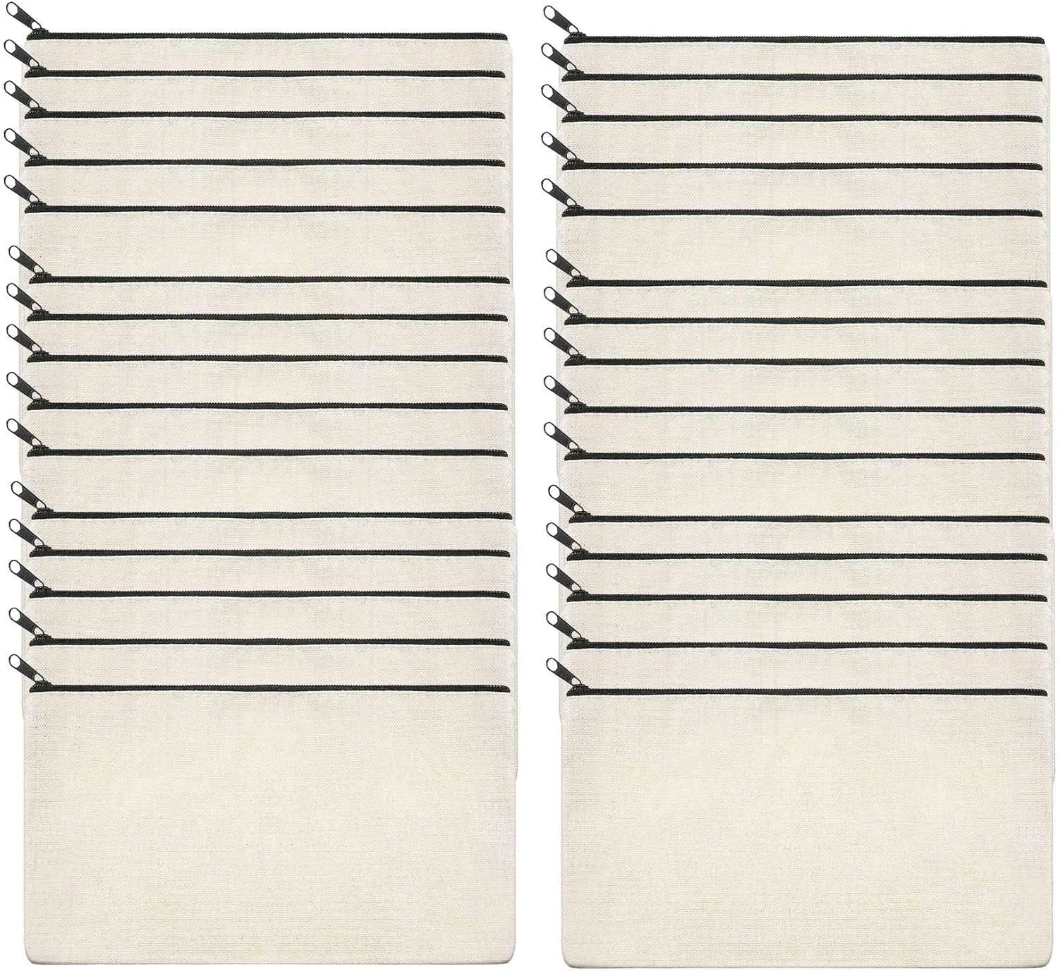 Косметичка на молнии Uniiitie из канваса, 30 шт, бежевый и черный, 21x12 см
