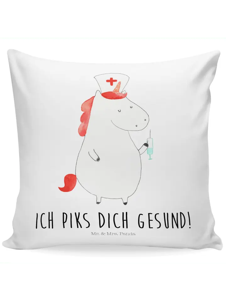 

Подушка Mr & Mrs Panda 40x40 Einhorn Krankenschwester, белый