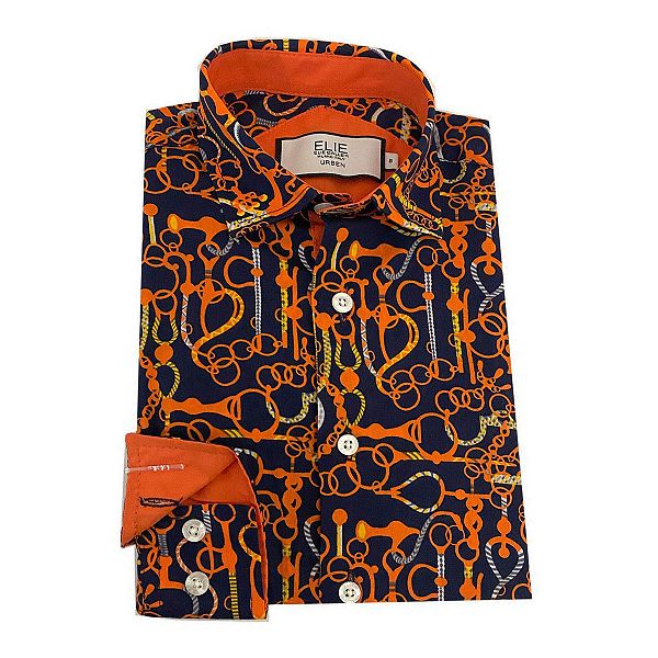 

Мальчиковая рубашка slim fit с геометрическим принтом Elie Balleh, Navy