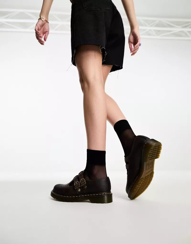 Доктор Темно-коричневые кожаные туфли Mary Jane Martens 8065 Dr Martens — фото 4