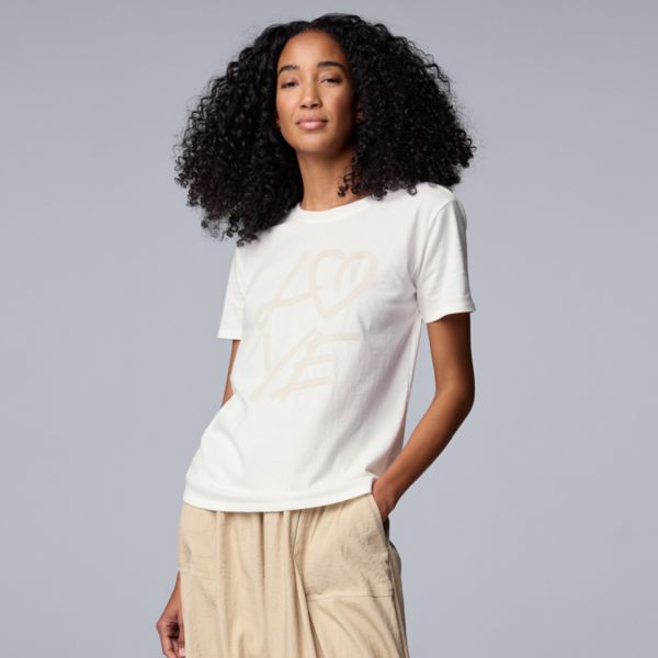 

Женская футболка бойфренда Simply Vera Vera Wang, цвет white love crochet