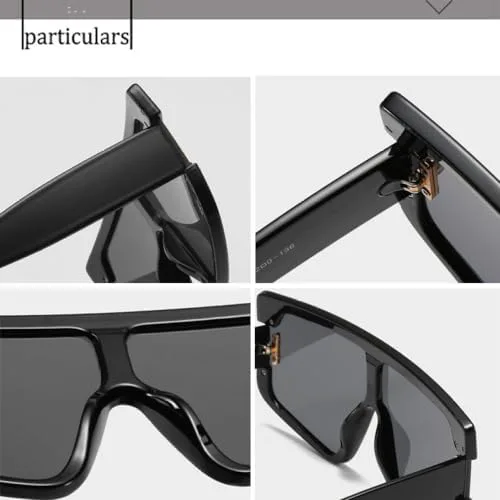 

Крупные квадратные солнцезащитные очки для женщин, модные цельные солнцезащитные очки в винтажном стиле, сине-серые оттенки, панк-очки MTZJH, Orange Lens