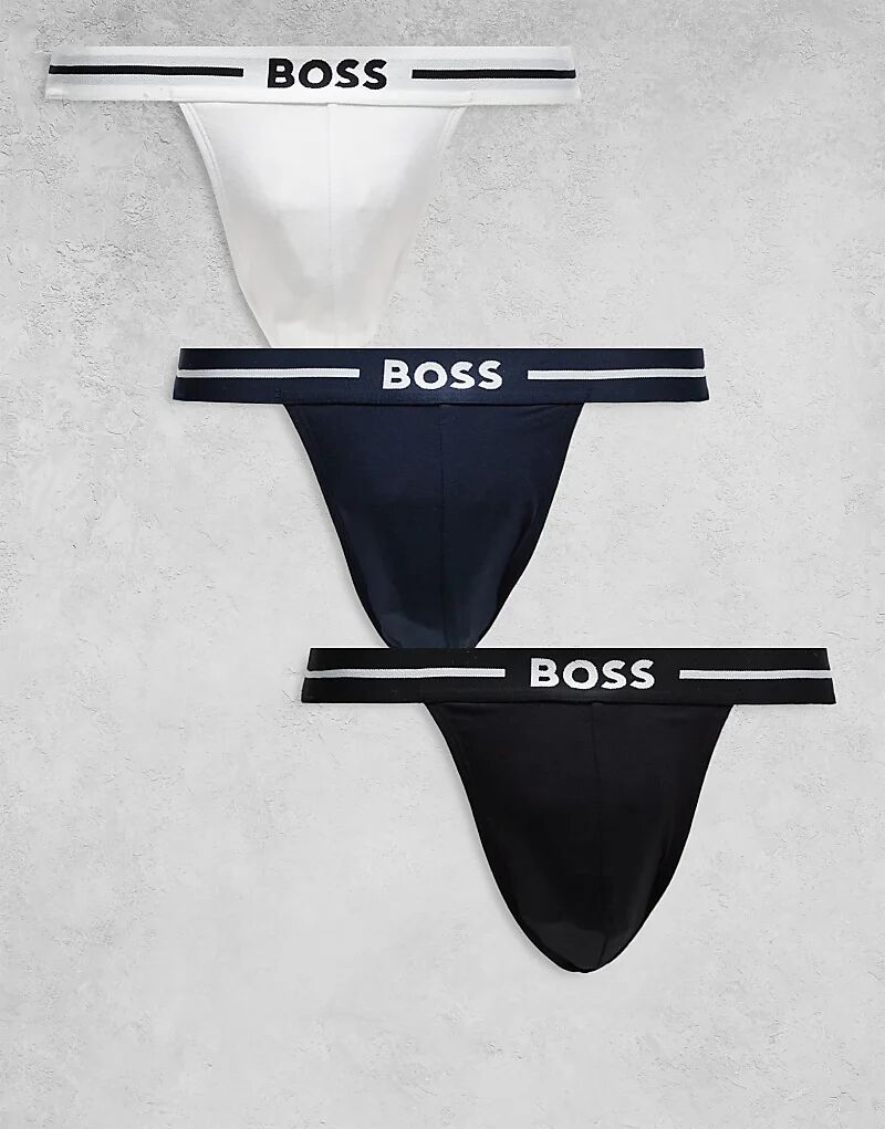 

Комплект из 3 спортивных штанов BOSS Bodywear Bold с логотипом на поясе в черном/белом/темно-синем цвете