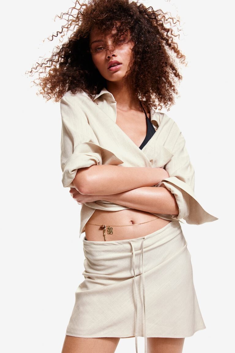 

Мини-Юбка а-силуэта H&M, бежевый