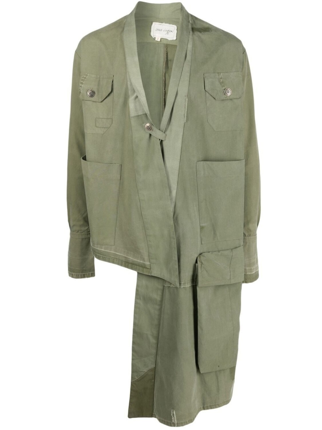 

Greg Lauren пальто асимметричного кроя с драпировкой, зеленый
