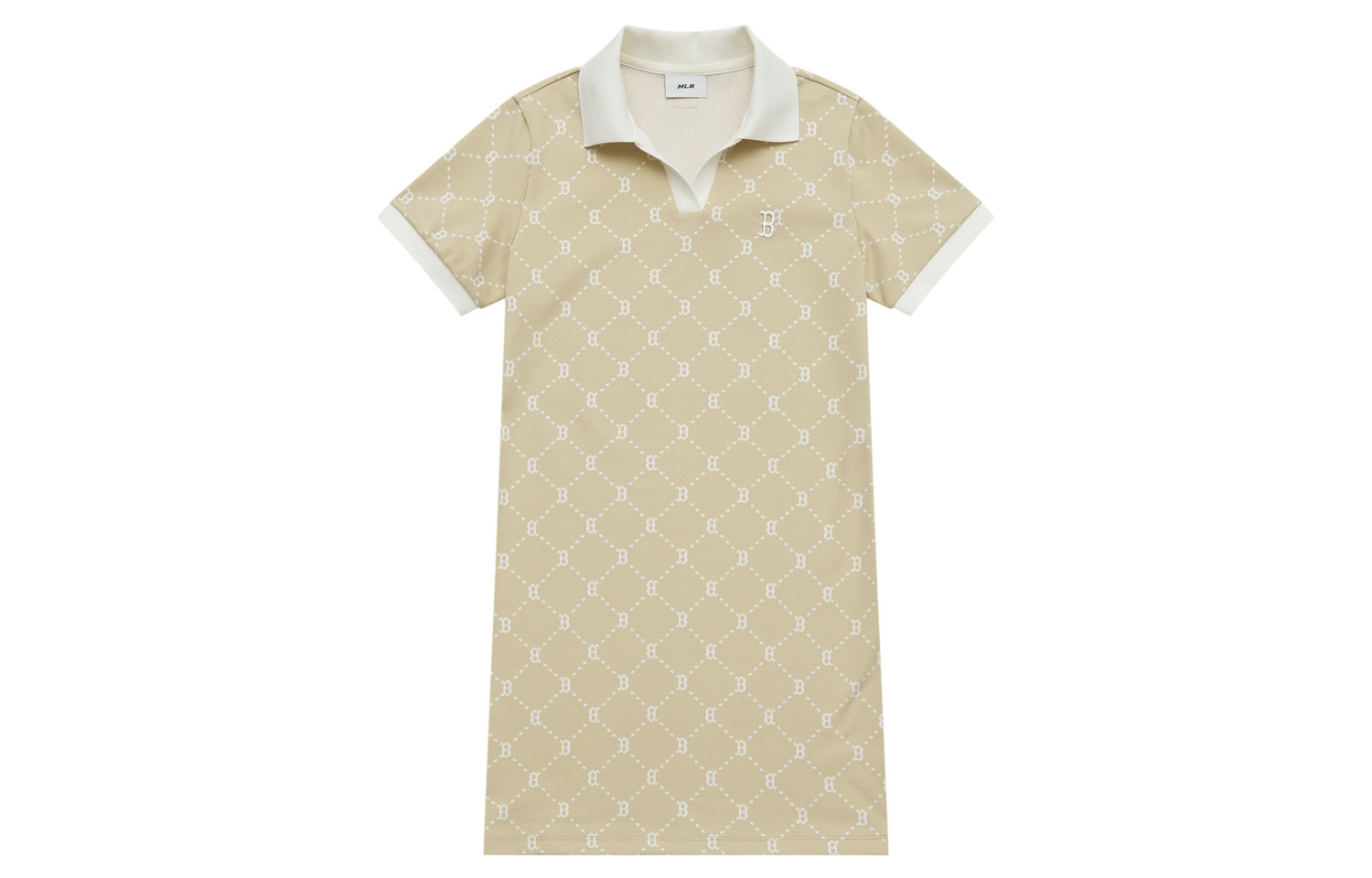 

MLB Женское платье с коротким рукавом Monogram Collection Boston Red Sox SS25 светло-бежевое