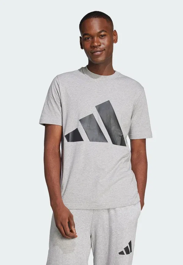 Футболка Adidas Sportswear Essentials big logo single print t-shirt, средне-серый меланж черный