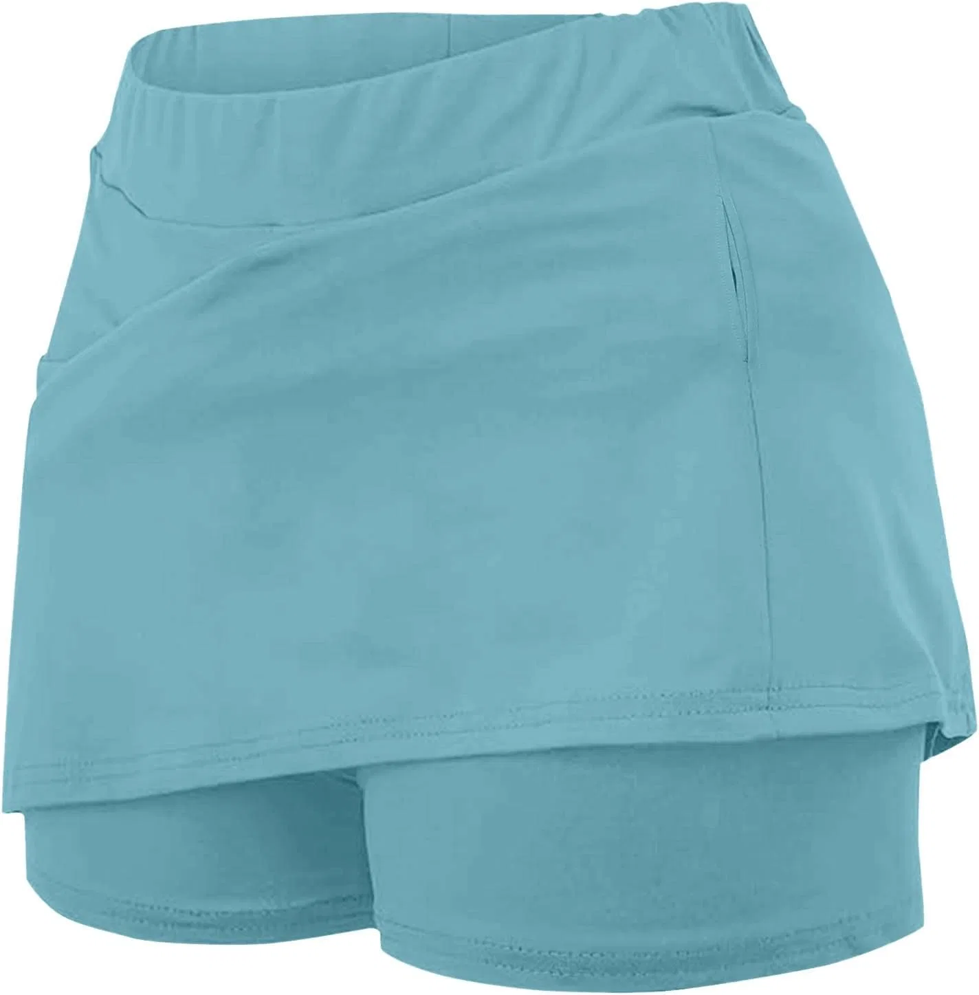 Спортивная юбка-шорты с высокой талией, Light Blue, Elastic High Waist — фото 4
