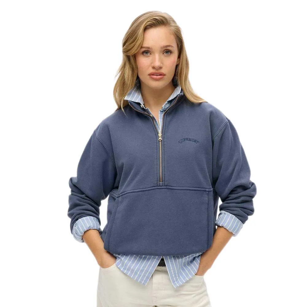 

Толстовка Superdry Essential Logo Oversized half zip, синий