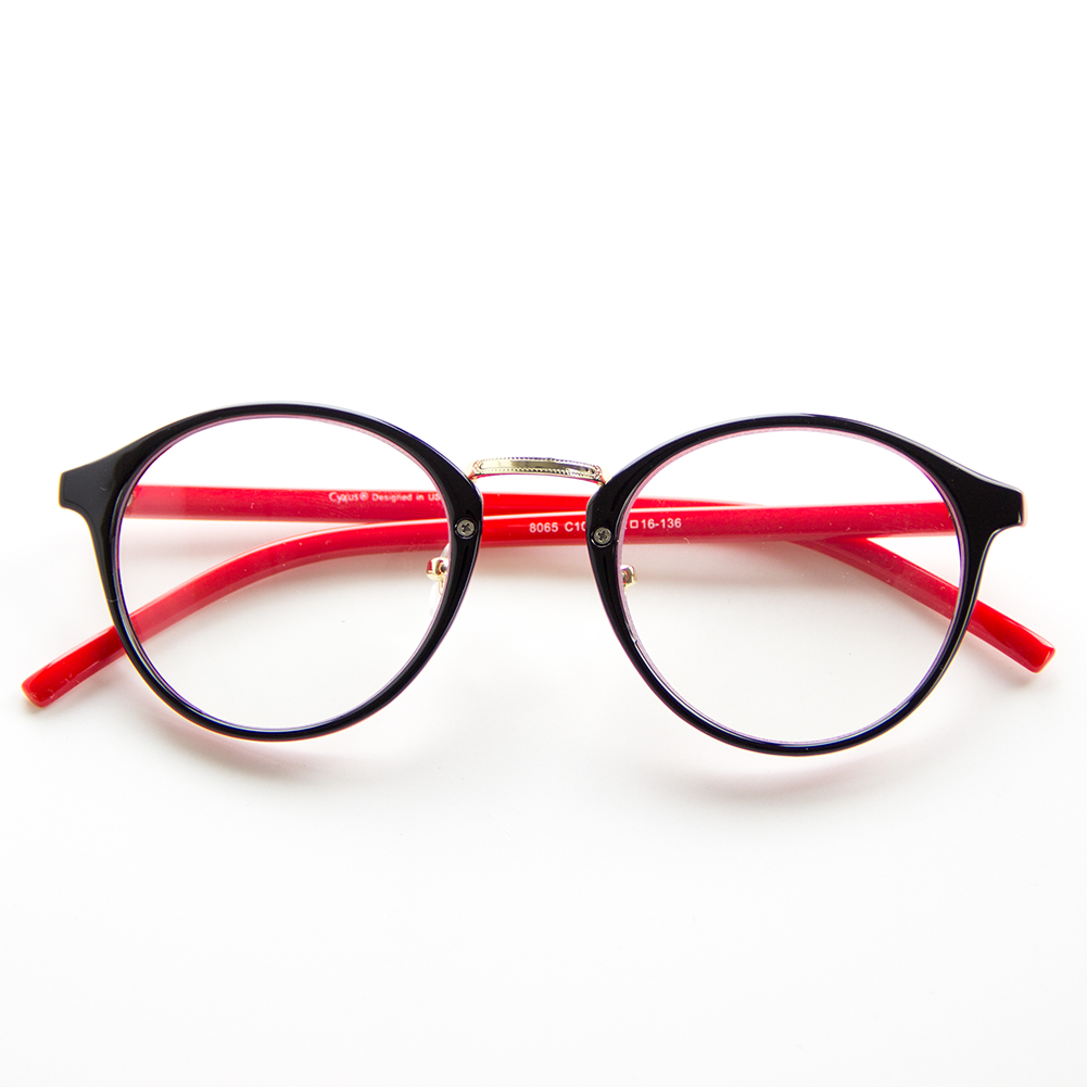 

CYXUS Ацетатная овальная оправа для очков унисекс, Black Frame Red Toe T04