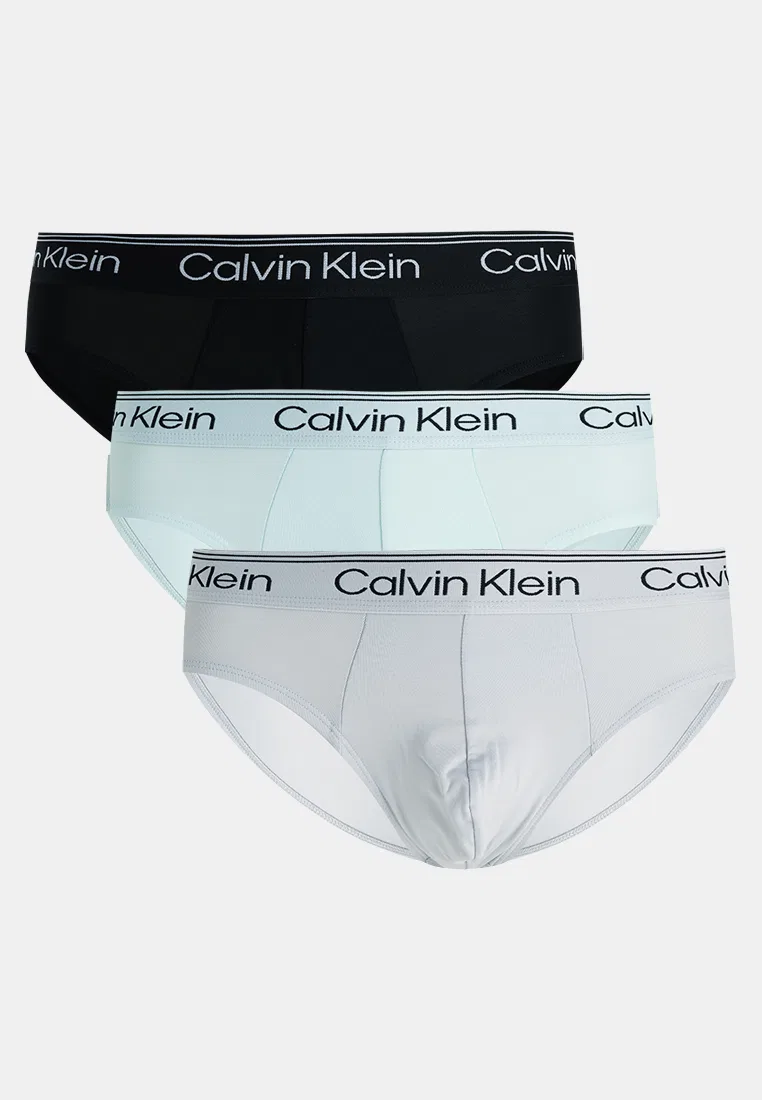 Трусы, микрофибра, стрейч, набор 3 шт., мужские Calvin Klein, мультиколор