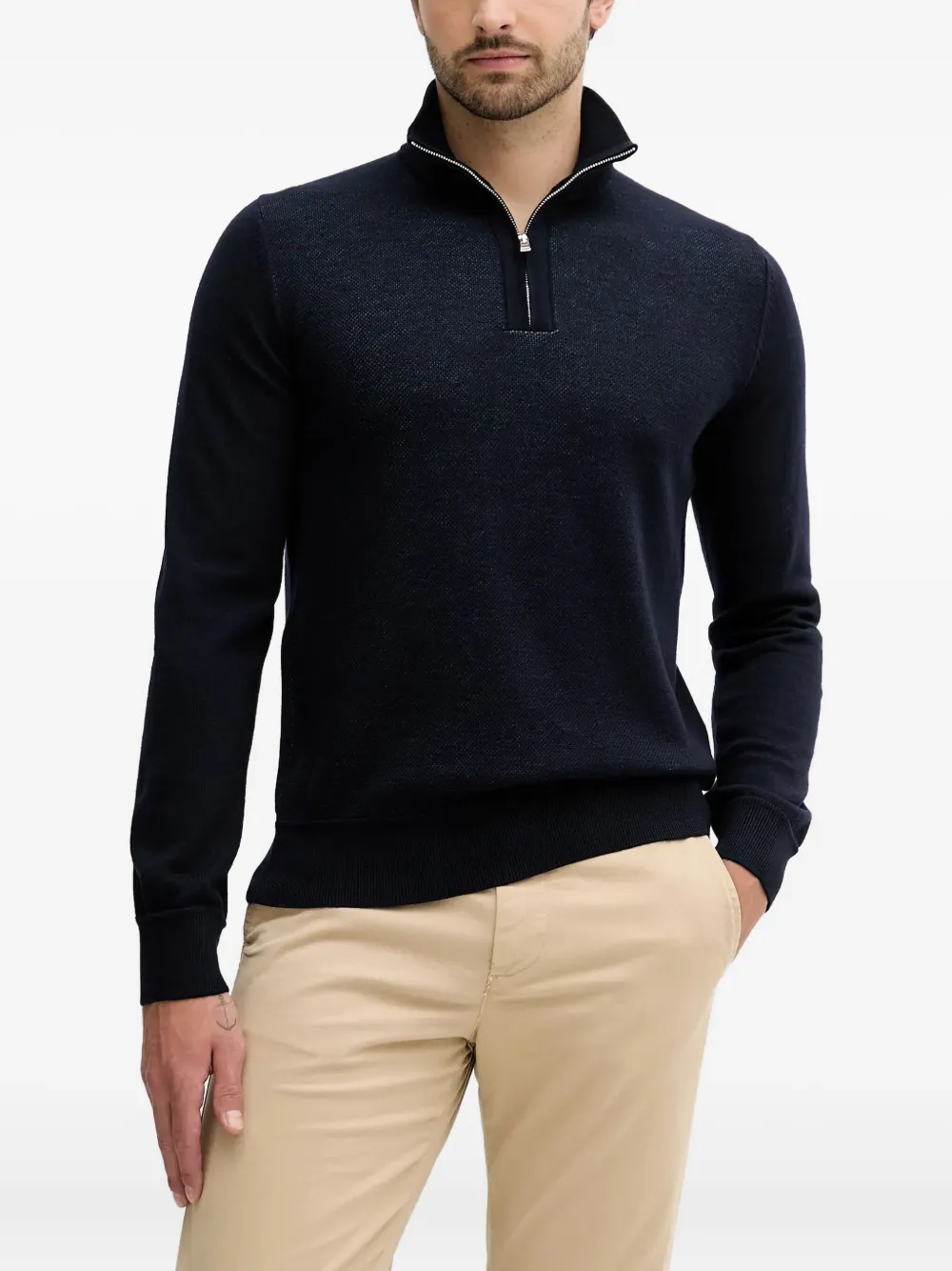 

Свитер с полумолнией BOSS, синий