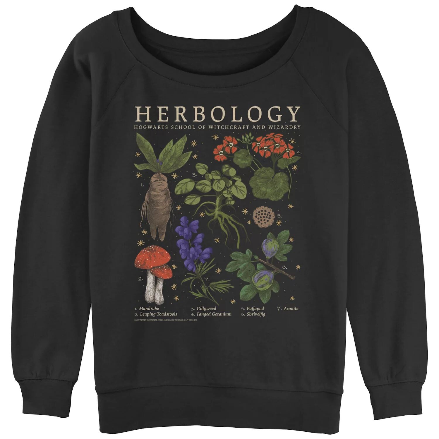 

Толстовка с напуском и рисунком для юниоров Harry Potter Herbology Herb Reference Grid Licensed Character