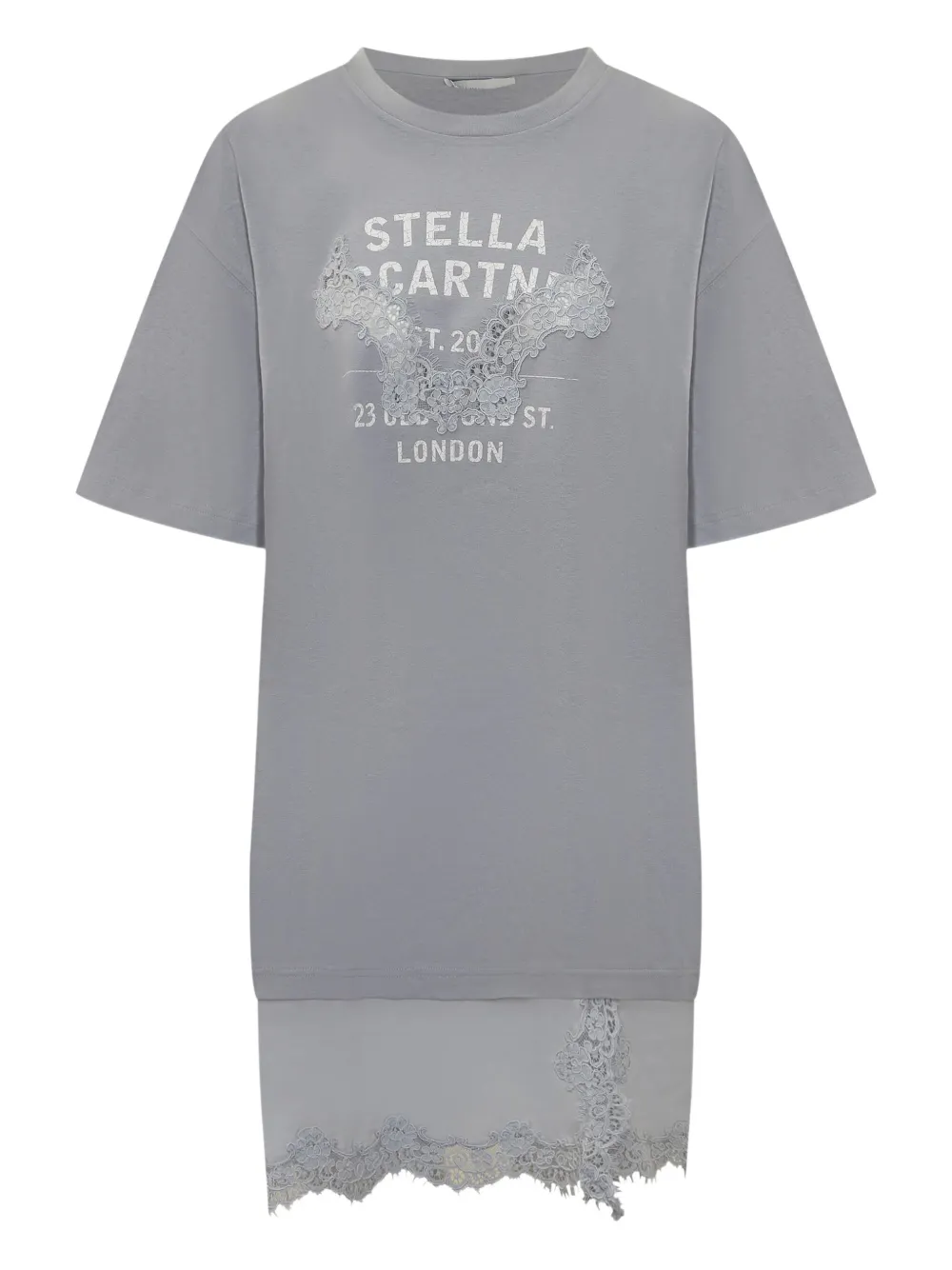 

Мини-платье из хлопка с кружевом STELLA MCCARTNEY, серый