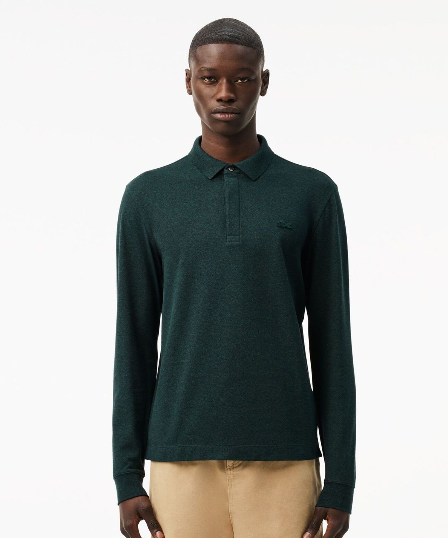 Рубашка-поло с длинными рукавами и планкой спереди LACOSTE, Dark Green