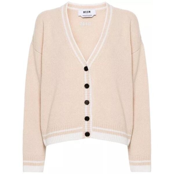 

Кардиган beige embroidered-logo cardigan Msgm, бежевый