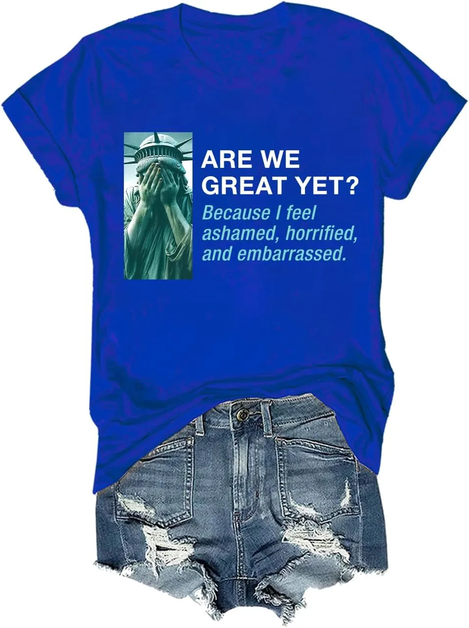 Футболка Are We Great Yet с принтом "Because I Feel Ashamed"