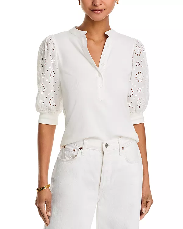 

Футболка Kaleigh, выполненная в смешанной технике Six Fifty, белый