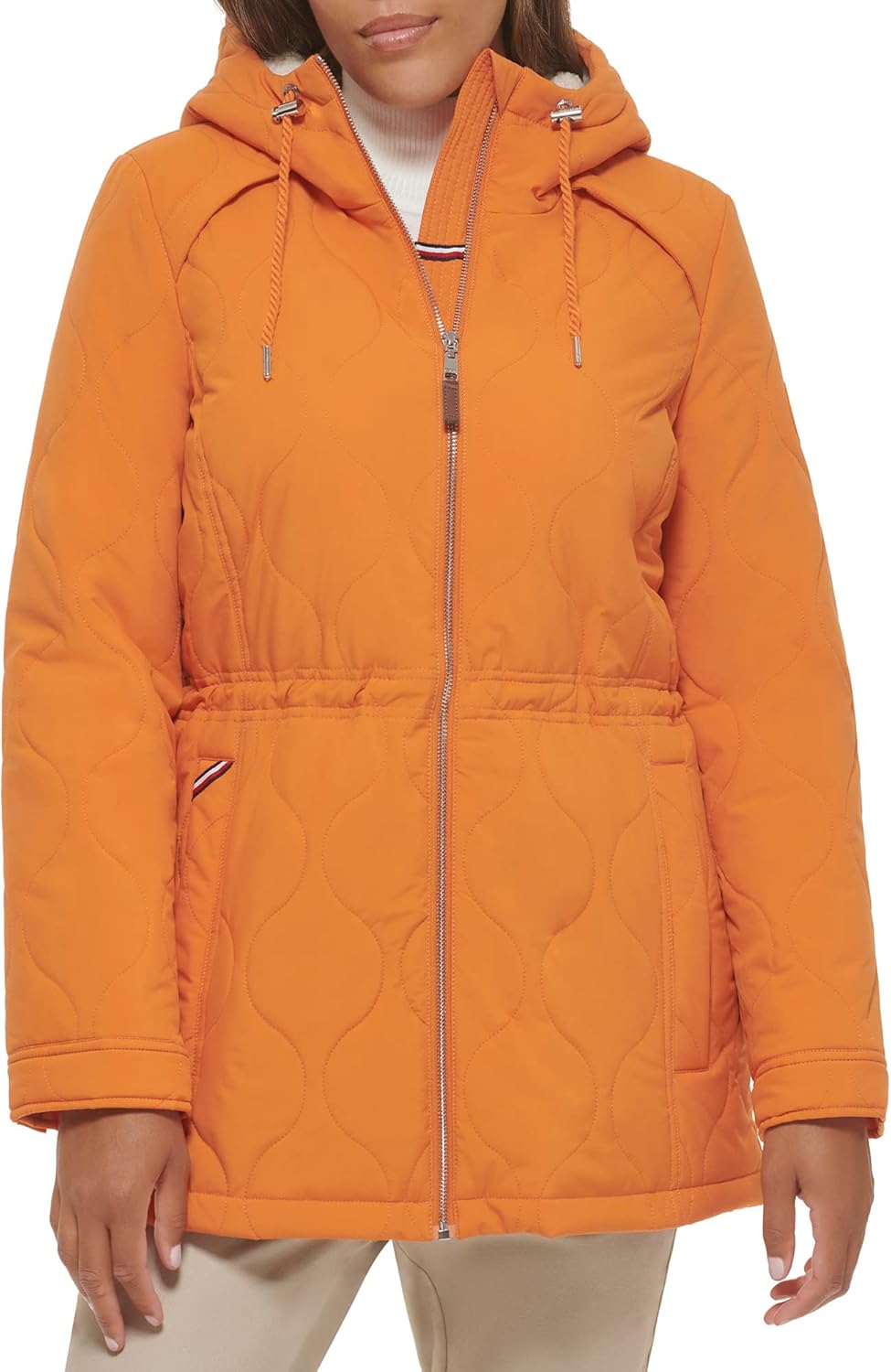 

Женская переходная куртка Tommy Hilfiger средней длины с капюшоном, Apricot