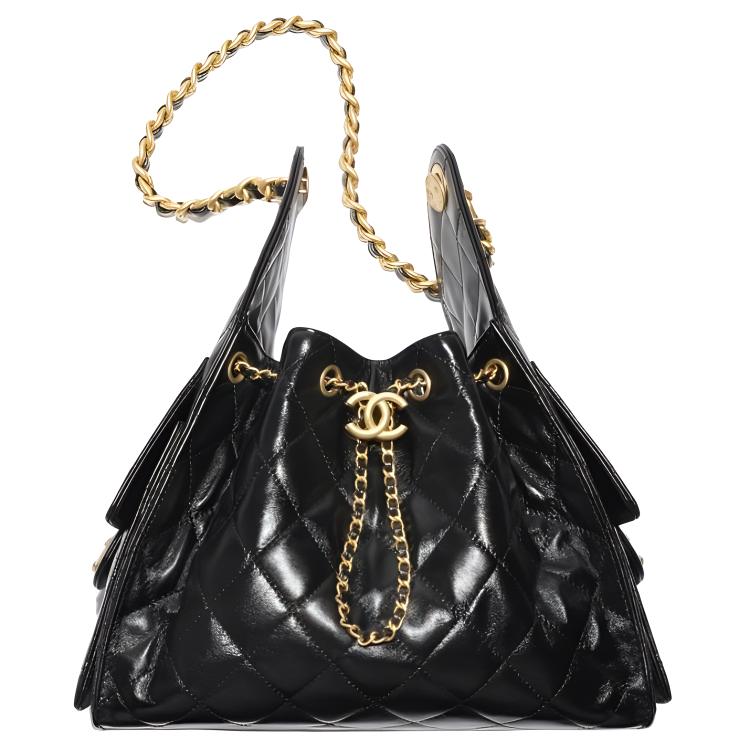 

CHANEL Сумка через плечо из кожи коровы с золотистой фурнитурой женская черная