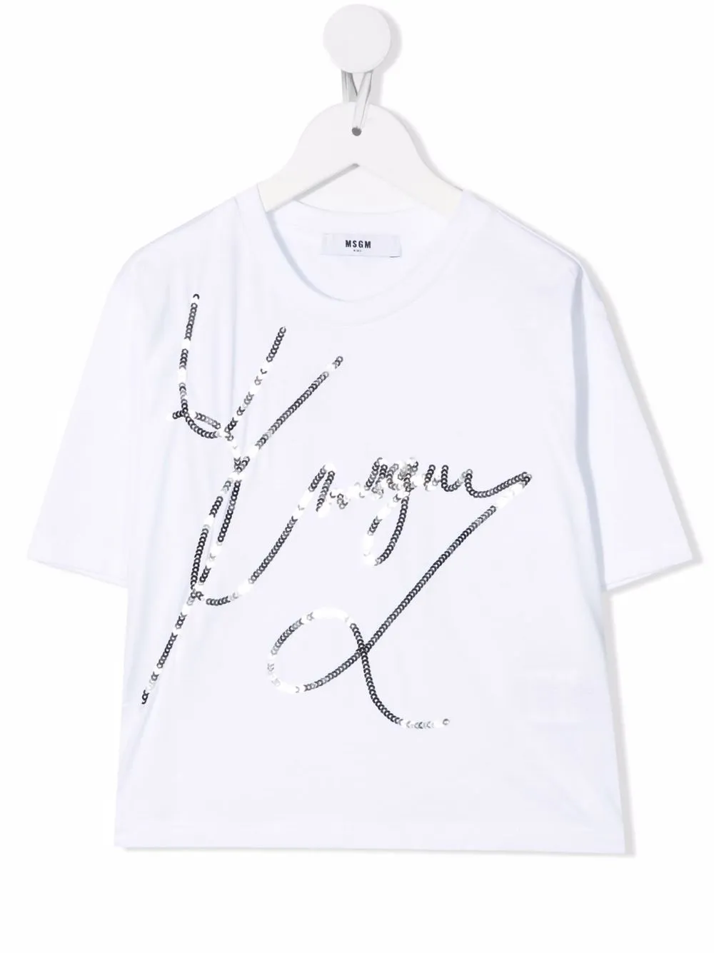 

Футболка с пайетками и логотипом MSGM Kids, белый