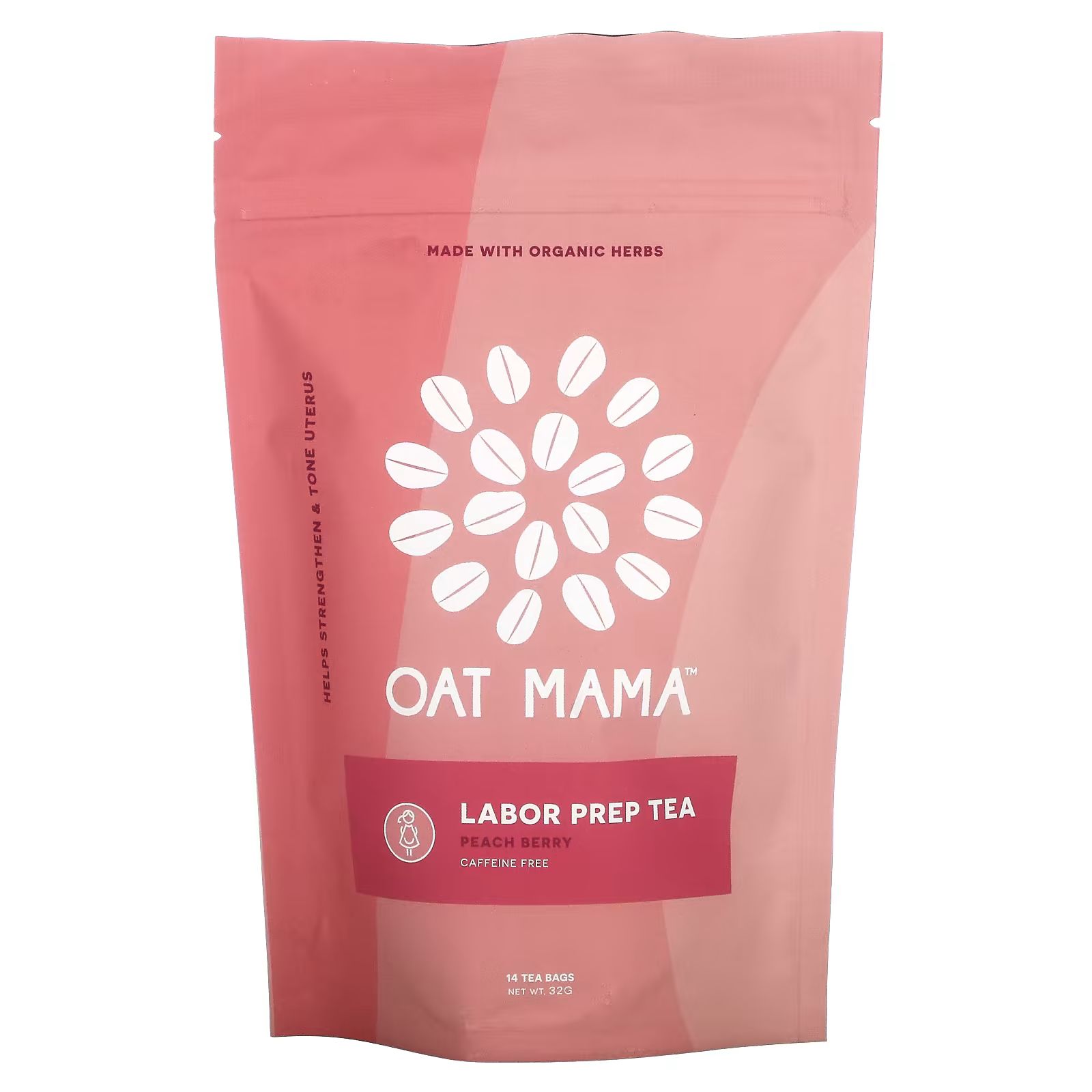 

Чай для подготовки к родам, ягоды персика, 14 чайных пакетиков, 32 г Oat Mama