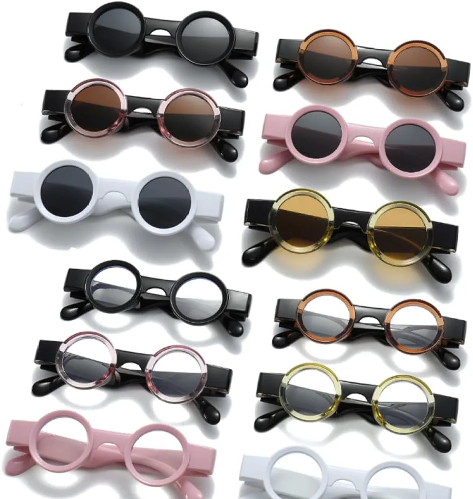 

Ретро-стимпанк, маленькие круглые женские двухцветные солнцезащитные очки с прозрачными линзами, мужская модная солнцезащитная оправа UV400, P TYUVIVO, Pink Clear