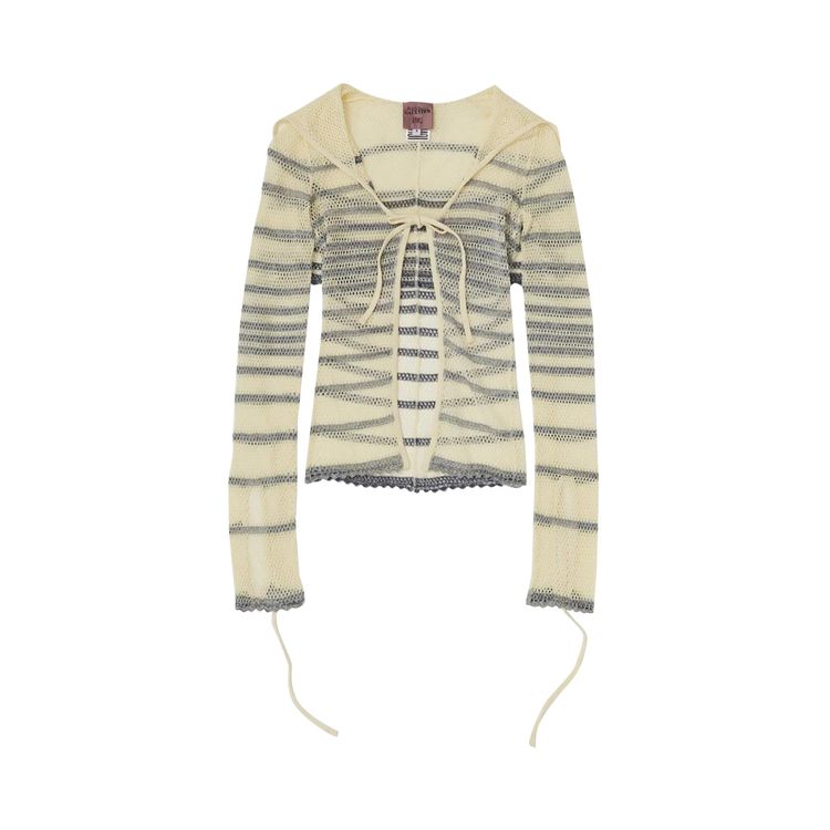 

Кардиган Jean Paul Gaultier x KNWLS Pointelle Long-Sleeve Cardigan Ecru/Navy, белый