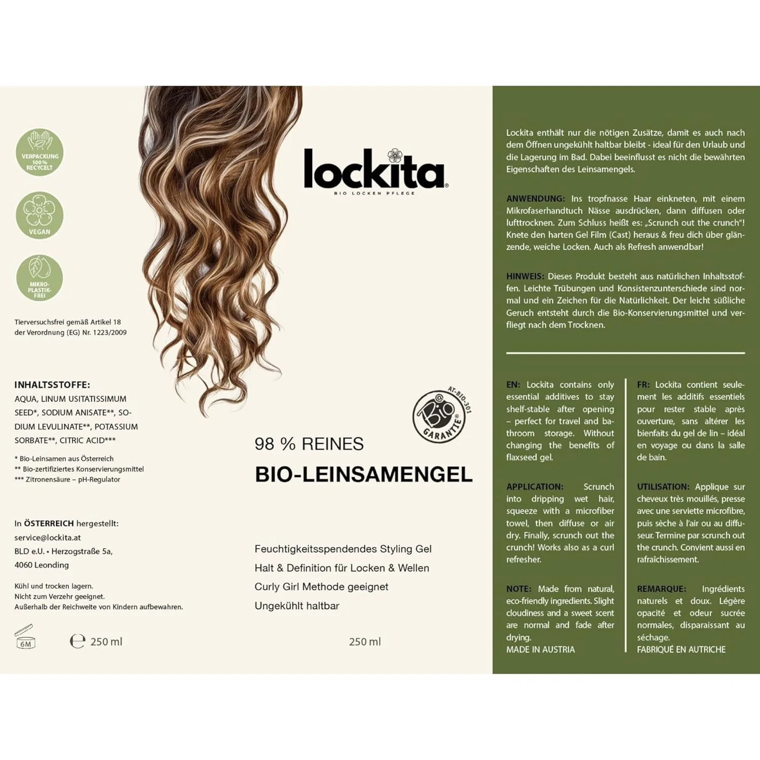 Гель для волос «Lockita» с 98% льняного геля для кудрей Happy Curl — фото 2