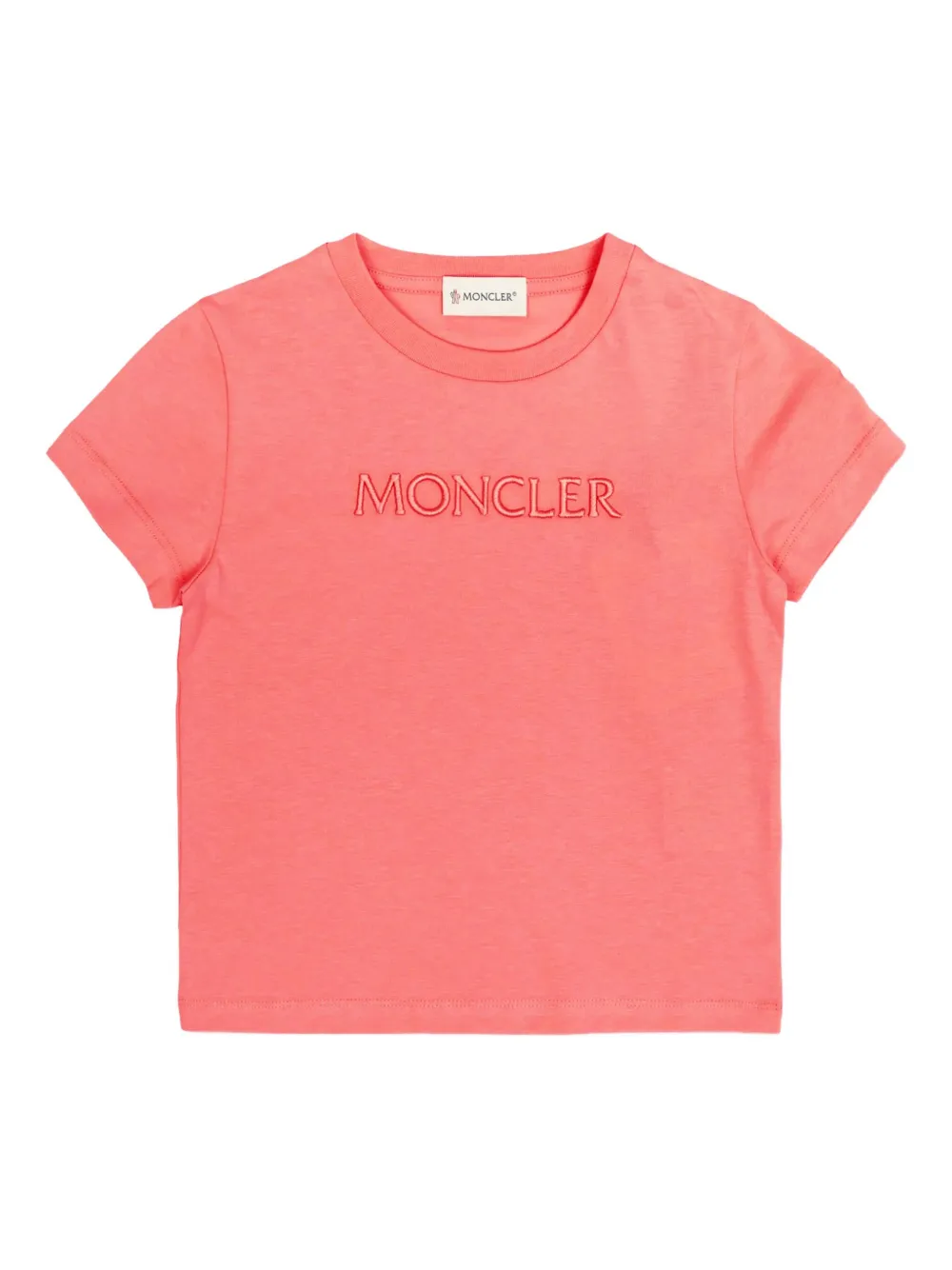 Футболка с вышитым логотипом Moncler Enfant, розовый — фото 4