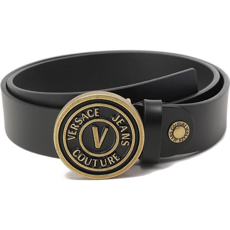 

VERSACE JEANS COUTURE Кожаный ремень с логотипом на пряжке, Black Gold